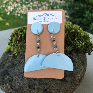 Clay Dot and Half Circle Dangle Earrings